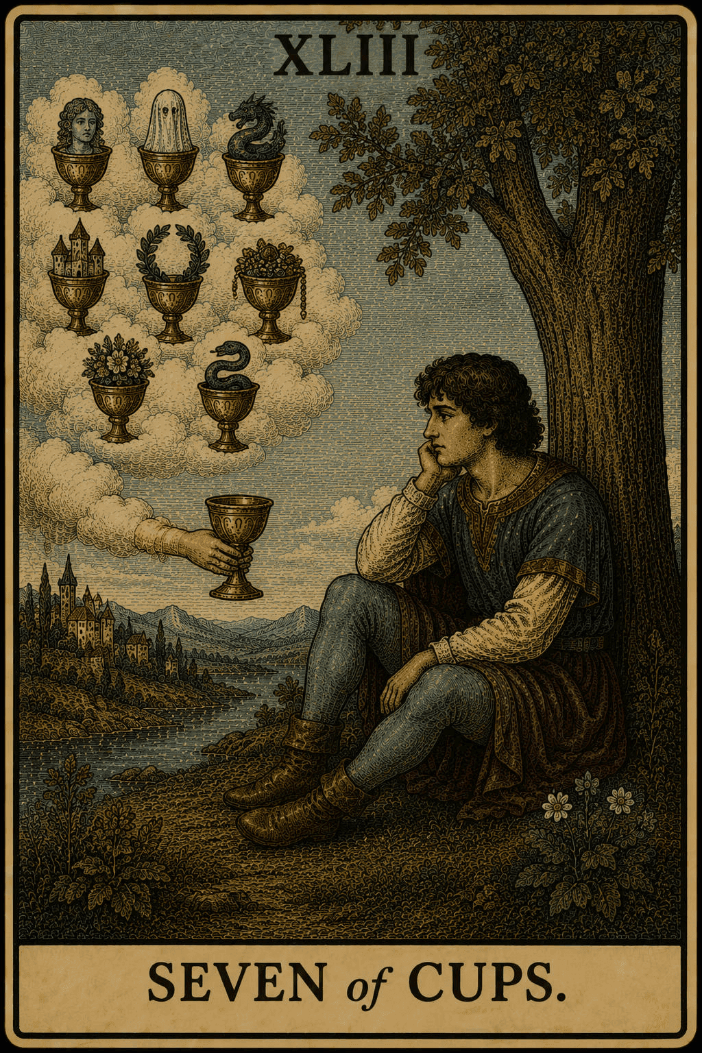 Seven of Cups, upright